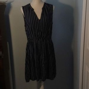 Navy dress with stripes